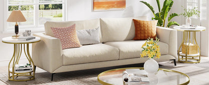 Round 2-Tier White Gold End Table