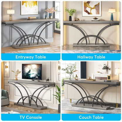 70.9 Inch Extra Long Gray Sofa Table for Entryway