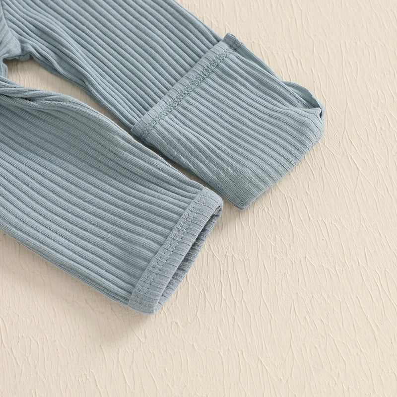 Baby Boys/Girls 3PCS Outfit, Long Sleeve Crew Neck, Letter Embroidery Romper, Solid Color Pants & Hat