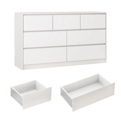 7 Drawer 55 Inch Modern Dresser with High Gloss Drawers