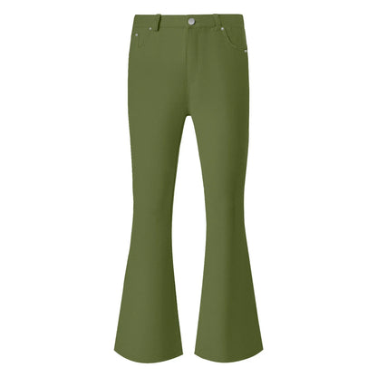 Men's Flare Pants, Solid Color, Daily Simple Classic Trousers, Mopping Bottoms, Disco Flared