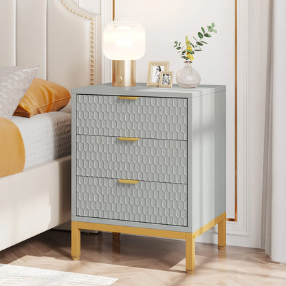 25.78" Tall Bedside Table with 3 Drawers
