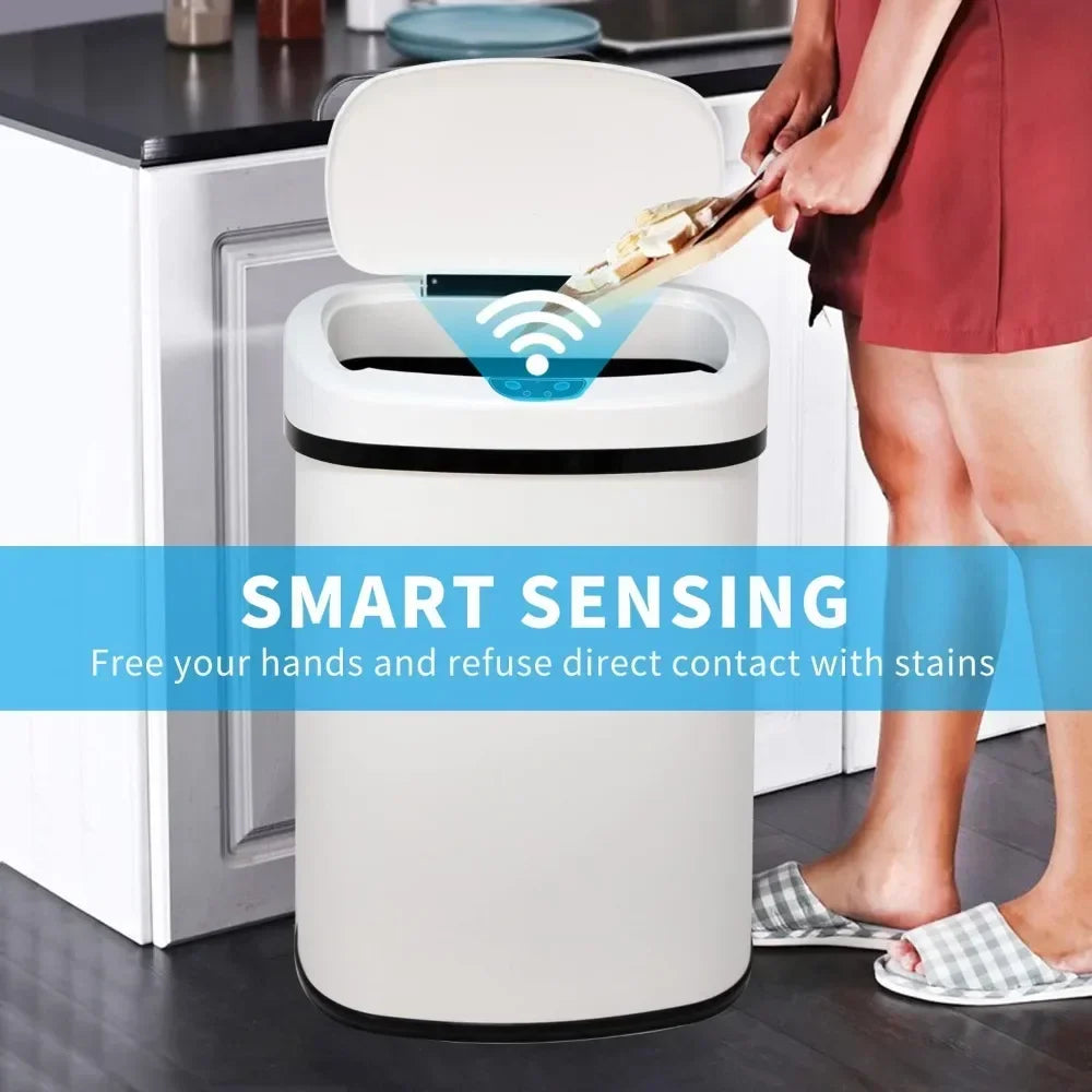 13-Gallon Kitchen Trash Can, Stainless Steel Garbage Can, Automatic Touch Free