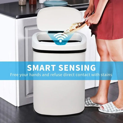 13-Gallon Kitchen Trash Can, Stainless Steel Garbage Can, Automatic Touch Free