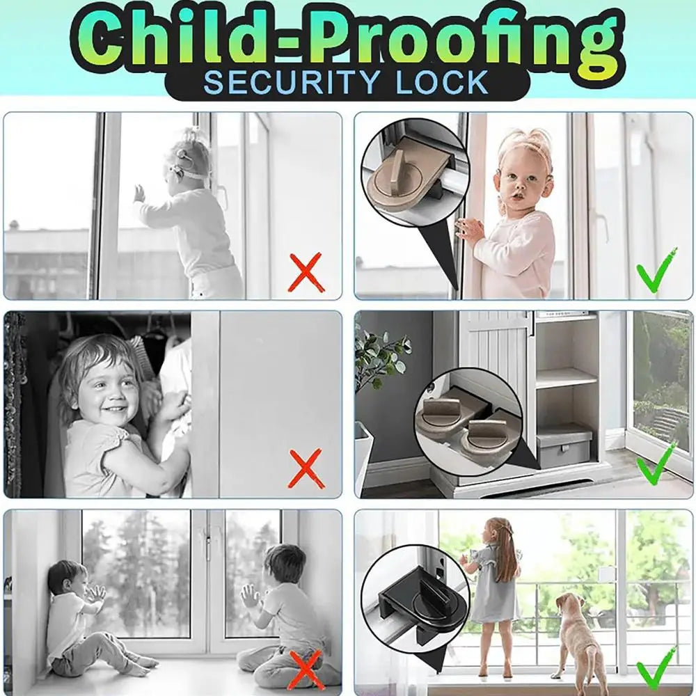 Childproof Window Lock Aluminum, Window Lock Sliding Door Safety Lock,Anti-Theft Small Security Lock