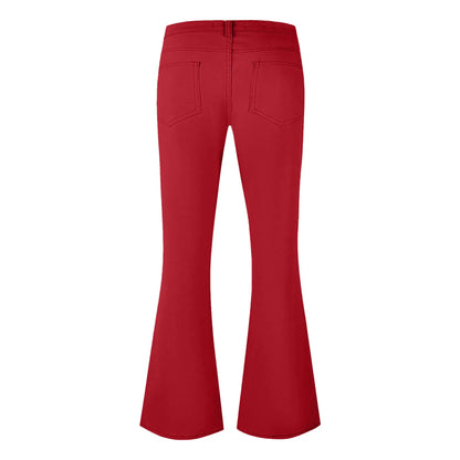 Men's Flare Pants, Solid Color, Daily Simple Classic Trousers, Mopping Bottoms, Disco Flared