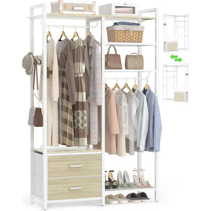 78.7'' Clothes Rack with 2 Drawers, Shelves