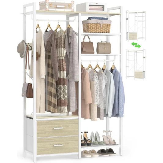 78.7'' Clothes Rack with 2 Drawers, Shelves