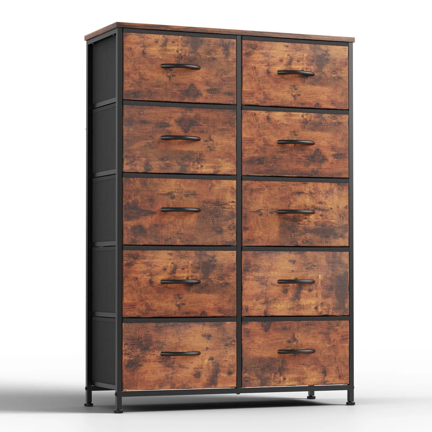 Bedside Table With 10 Fabric Drawers, Steel Frame