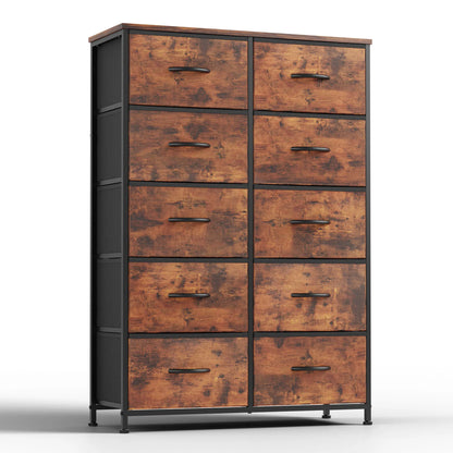Bedside Table With 10 Fabric Drawers, Steel Frame