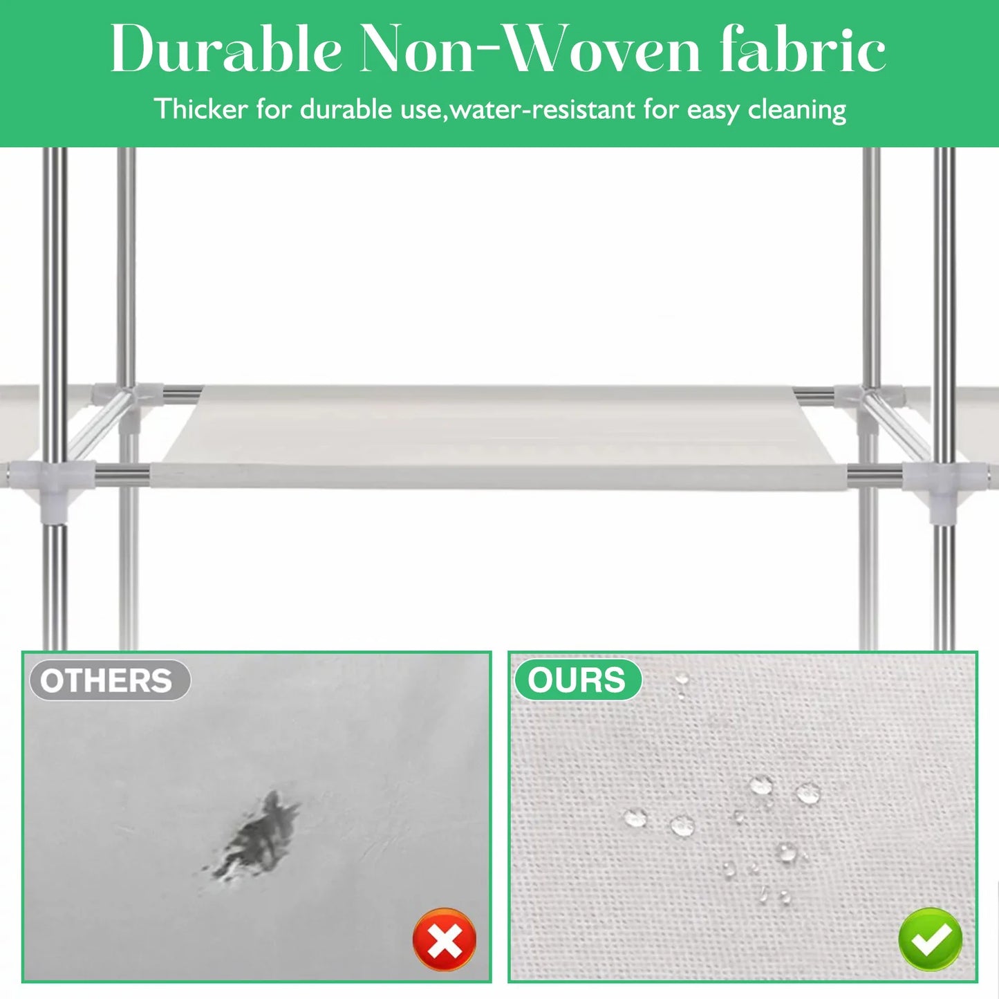 Closet Wardrobe Organizer Storage Rack, Portable, Dustproof, Non-woven Fabric Quick and Easy to Assemble