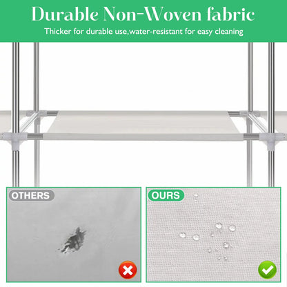 Closet Wardrobe Organizer Storage Rack, Portable, Dustproof, Non-woven Fabric Quick and Easy to Assemble
