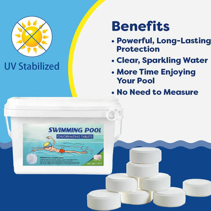 3 Inch 40Lbs Pool Chlorine Tablets - Stabilized Chlorine Tablets for Hot Tubs, Swimming Pools and Spas - Slow Dissolving