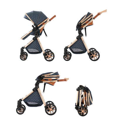 Lightweight Baby Stroller 3 in 1 Multifunctional High Landscape Baby 4 IN 1 Strollers with Isofix