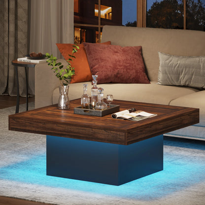 Square LED Coffee Table Engineered Wood