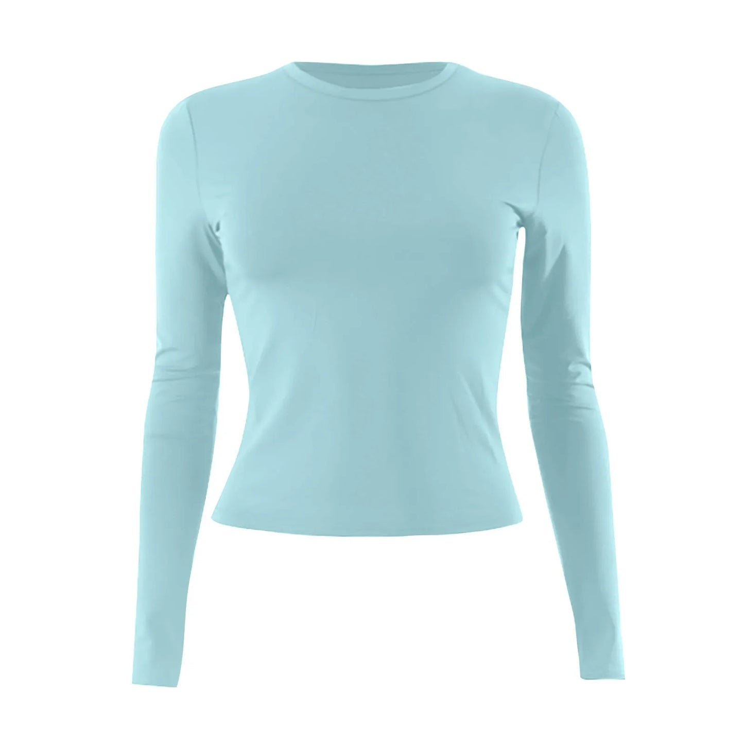 Cotton O Neck Long Sleeve Sexy Cropped Tops