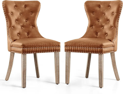 Set of 8, Leather Parson Chairs for Dining Room, Bedroom, and Living Room