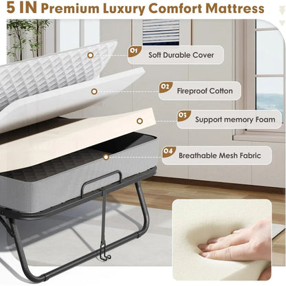 75''L x 31'W Roll Away Bed with 5” Mattress