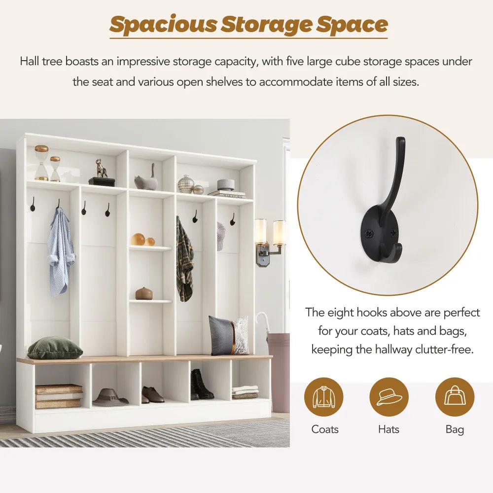 Wide Design Hall Tree with Storage Bench