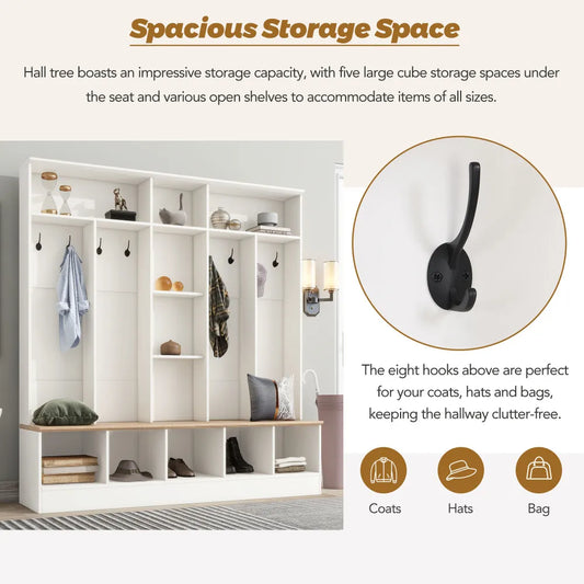 Wide Design Hall Tree with Storage Bench