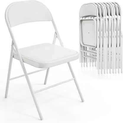 10 Pack Folding Chairs with Padded Seats, Capacity 350 lbs, Black