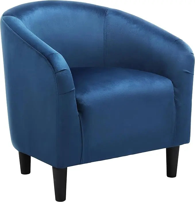 Velvet Upholstered Barrel Chair with Armrest and Low Back