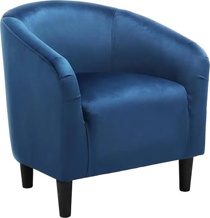 Velvet Upholstered Barrel Chair with Armrest and Low Back