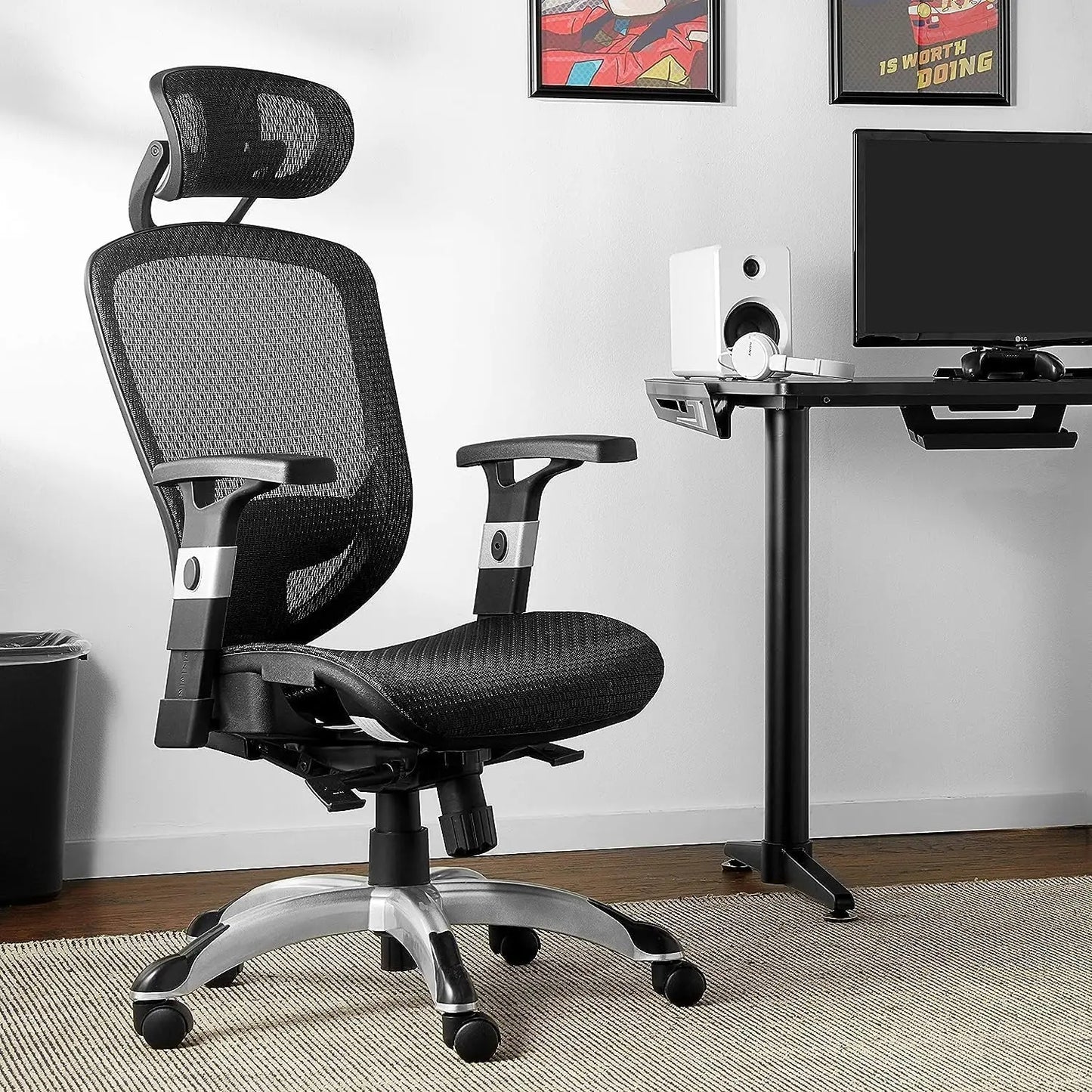 Adjustable Office Chair with Breathable Mesh and Lumbar Support