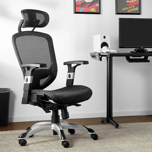 Adjustable Office Chair with Breathable Mesh and Lumbar Support