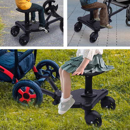 2in1 Stroller Ride Board Buggy, Wheeled Board, Seat Pedal with Detachable Seat Board