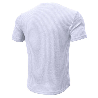 Muscle Slim Fit Short Sleeve T-shirt, V-neck Collar