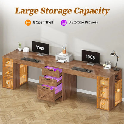 96.5" Computer Desk with Drawers