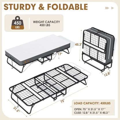 75''L x 31'W Roll Away Bed with 5” Mattress