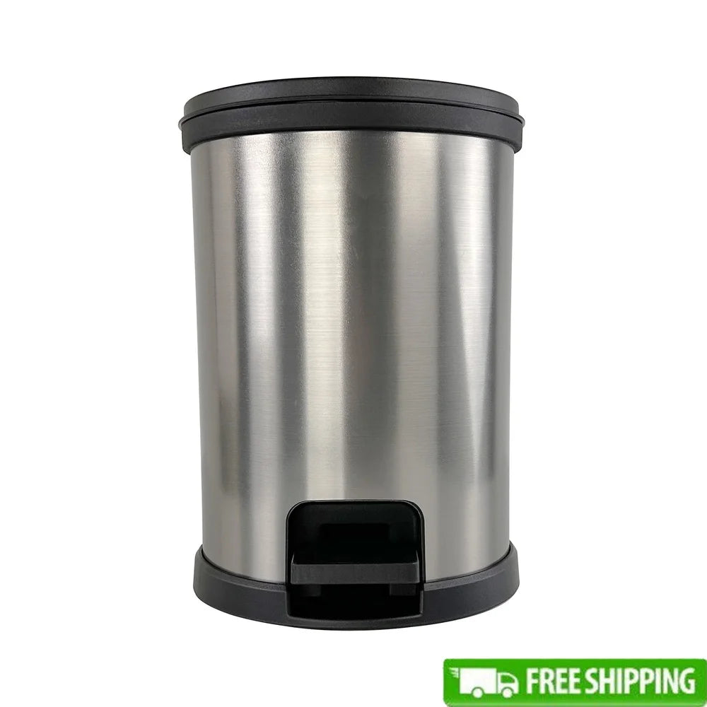 Round 1.5 Gallon Plastic Step Trash Can Touchless Wastebasket