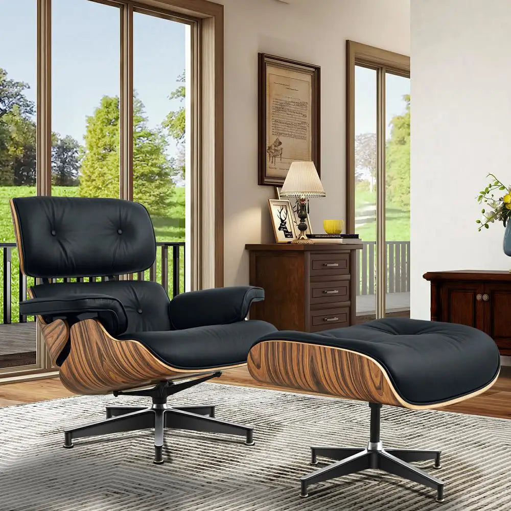 Leather Lounge Chair with ottoman