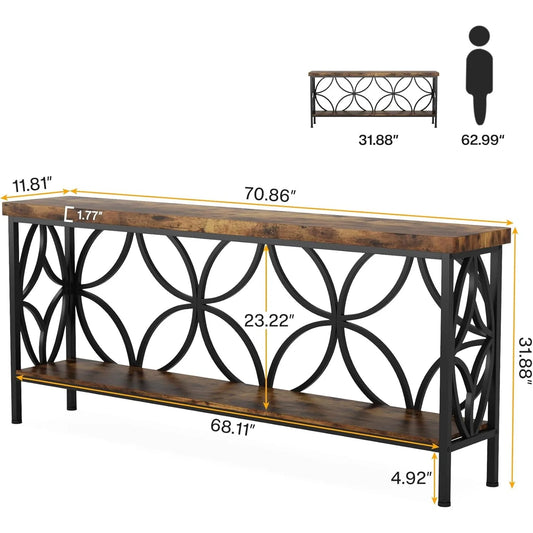 70.9-Inch Industrial Sofa/Entry Console Table