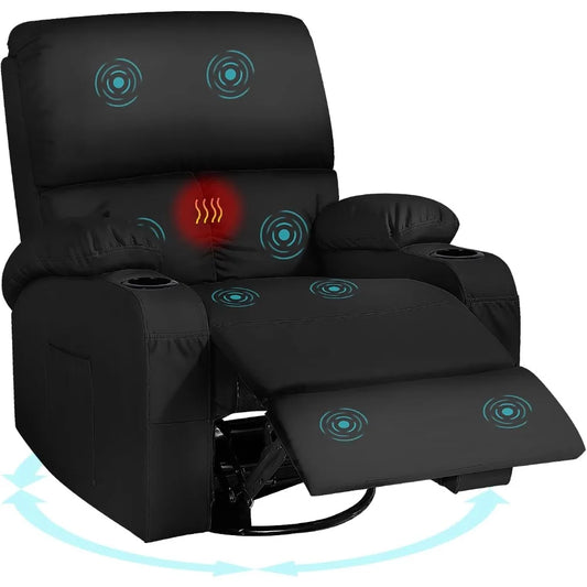 Recliner with Auto Massage Programs + Whisper-Quiet Swivel Base