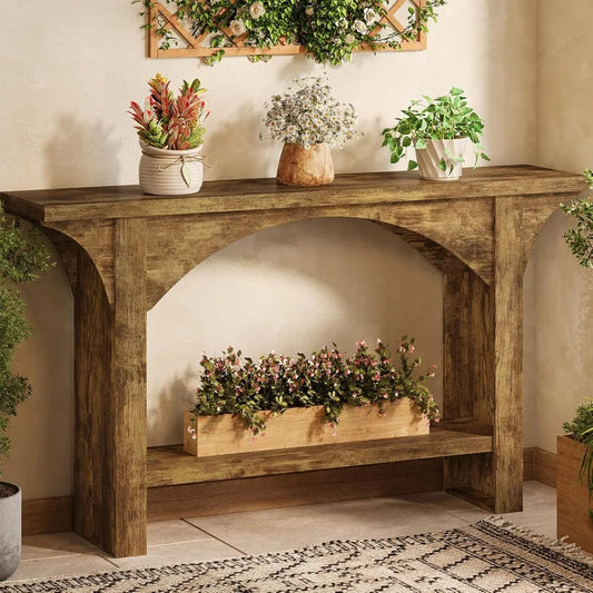 55 Inches 2 Tier Farmhouse Entryway Table