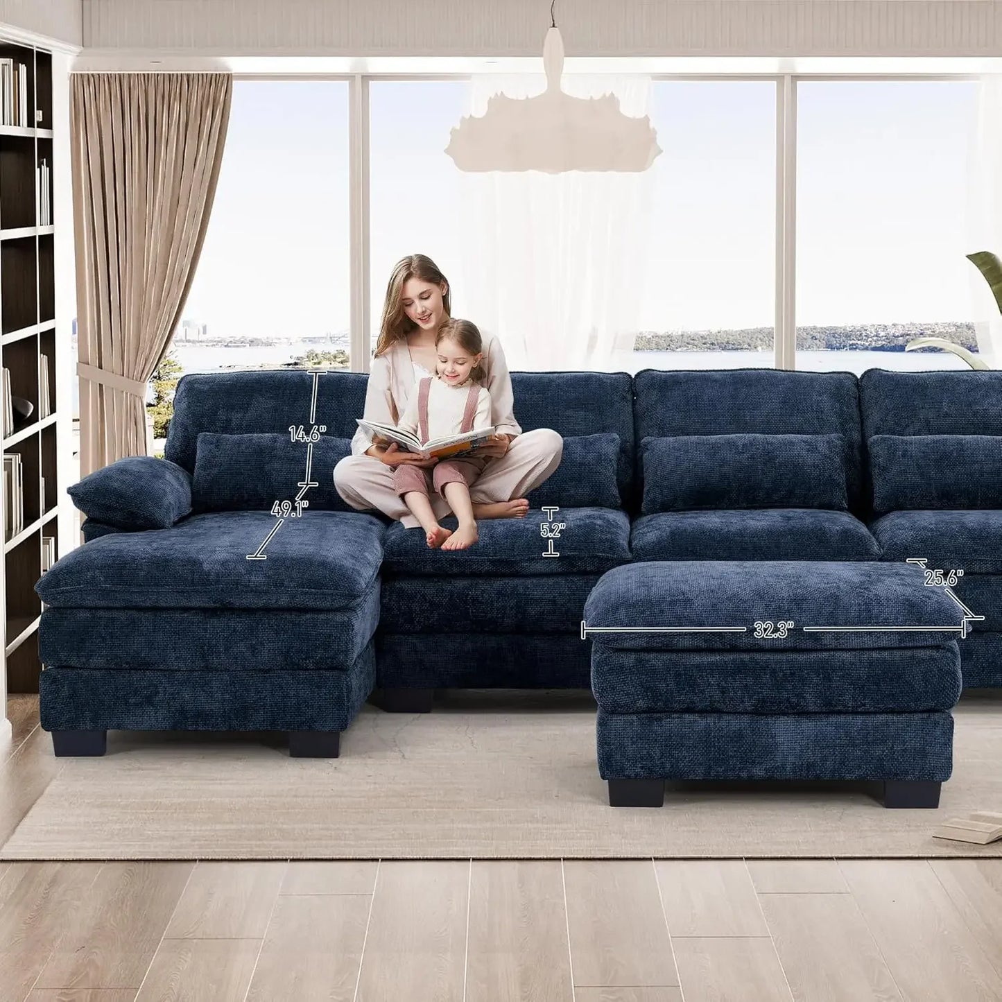 114" U Shape Sectional Cloud Couch