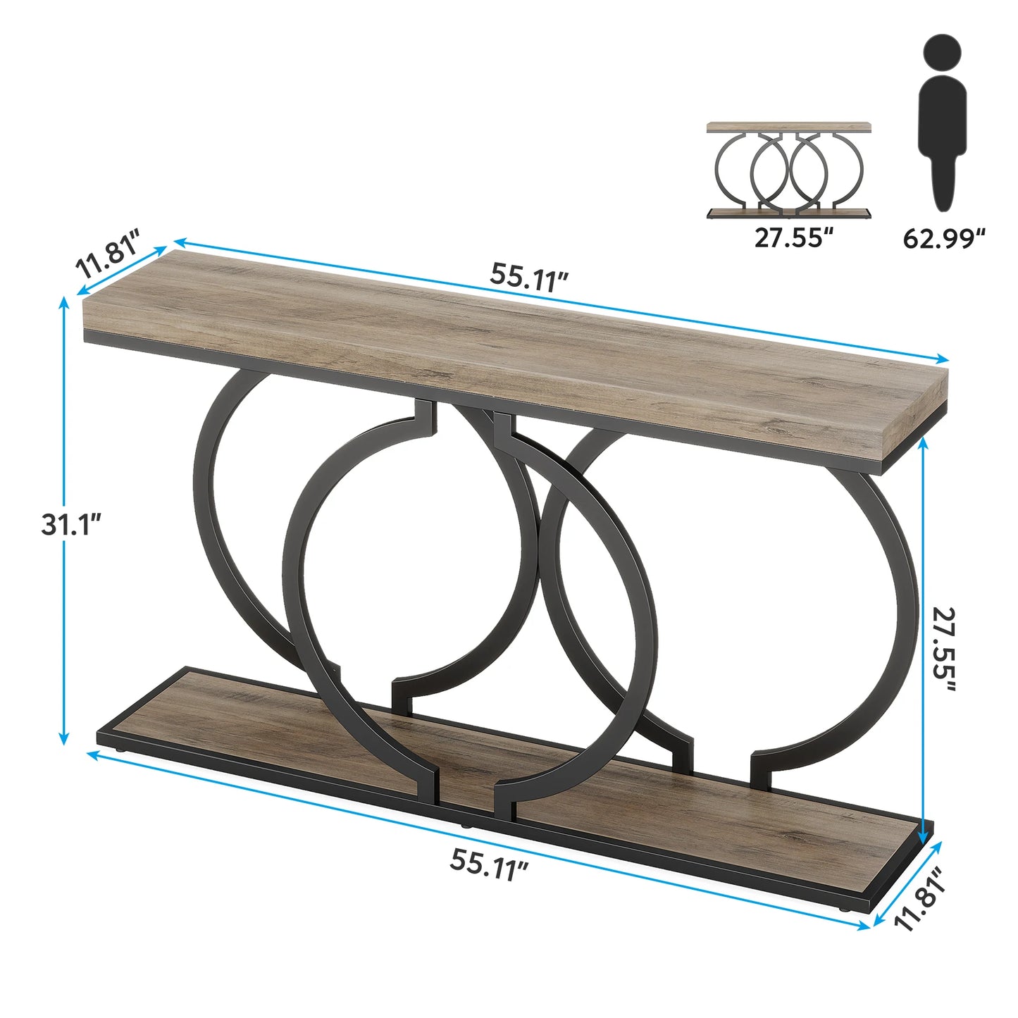 55 inch Gold Console Faux Marble Entryway Table