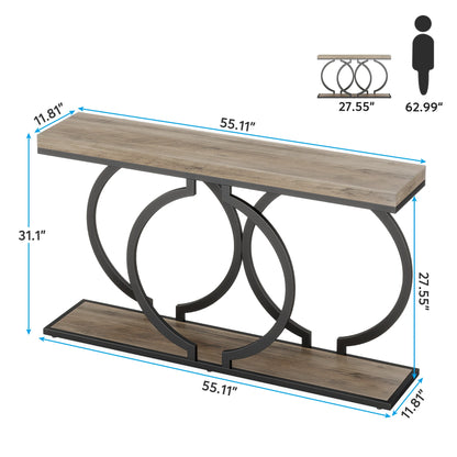 55 inch Gold Console Faux Marble Entryway Table