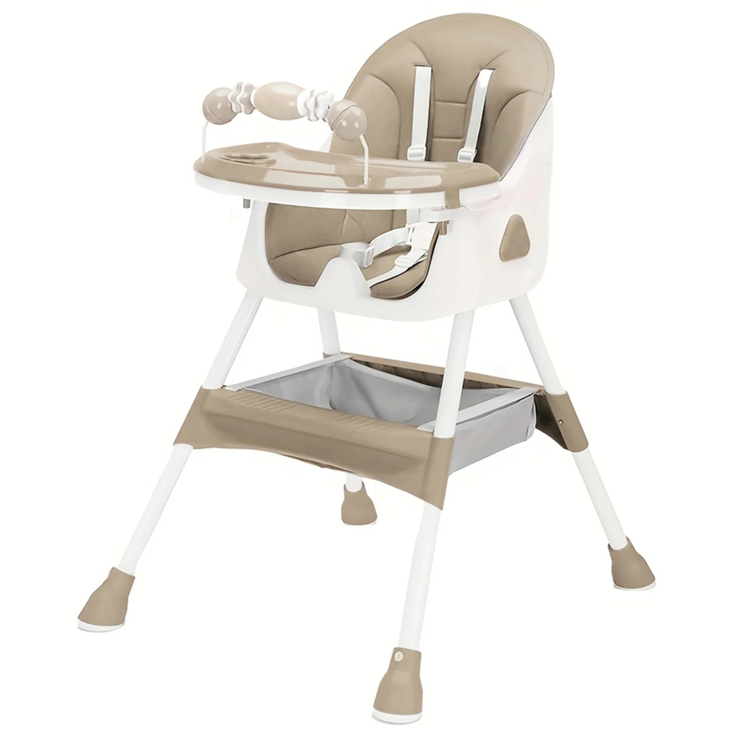 Foldable Baby High Chair, 6 Months Plus, with Large Anti-slip Pad & Toy Rack,, Easy to Clean Feeding
