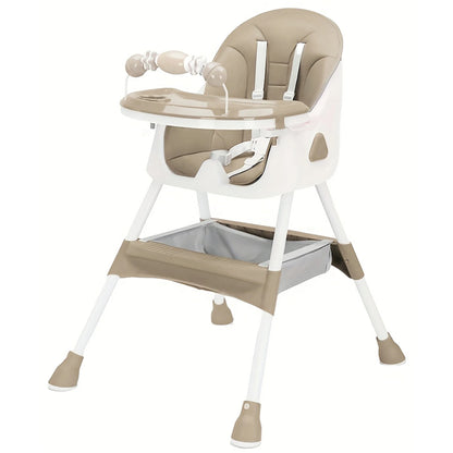 Foldable Baby High Chair, 6 Months Plus, with Large Anti-slip Pad & Toy Rack,, Easy to Clean Feeding