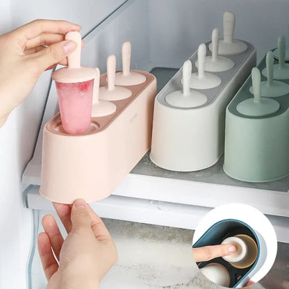 Home Ice Cream Mold Popsicle Diy Tool Silicone 4-hole Popsicle Box