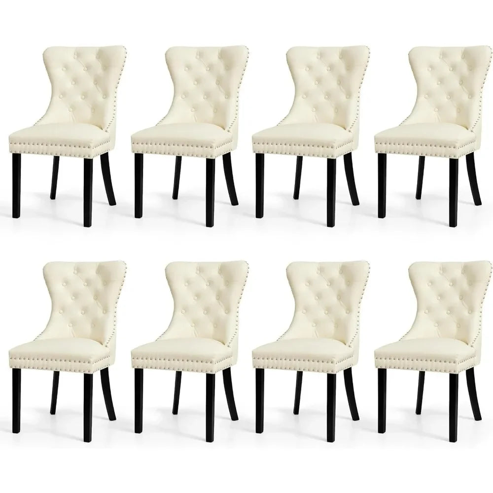 Set of 8, Leather Parson Chairs for Dining Room, Bedroom, and Living Room