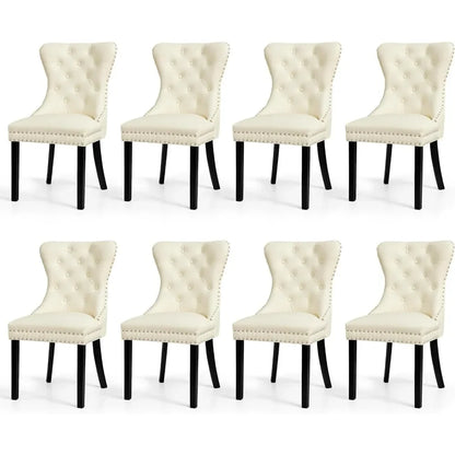 Set of 8, Leather Parson Chairs for Dining Room, Bedroom, and Living Room