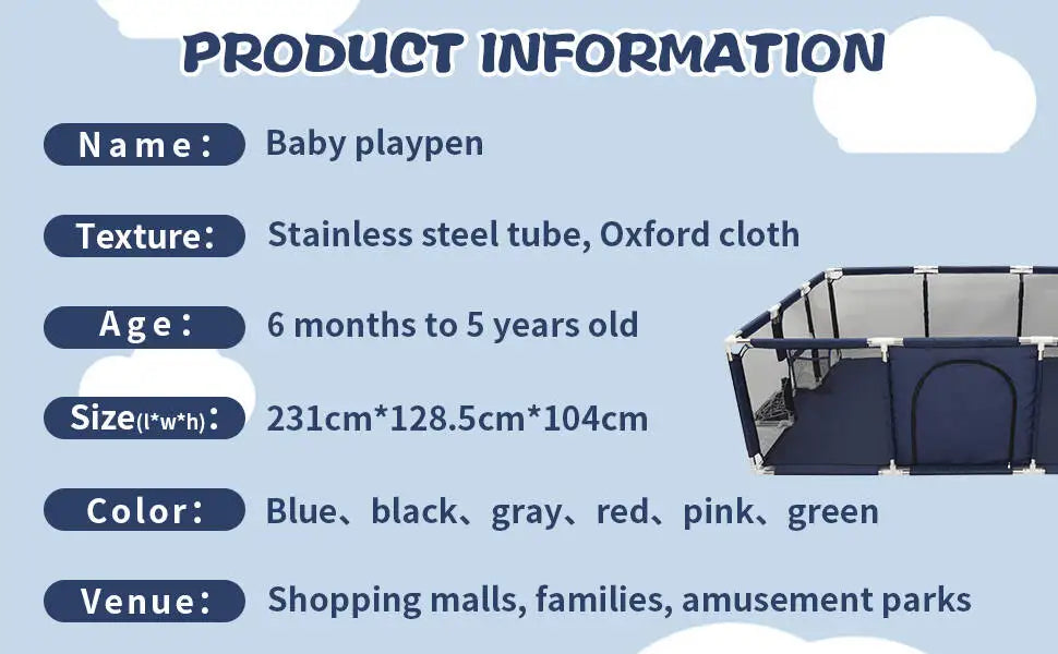 Baby Playpen Safety Barrier Fence