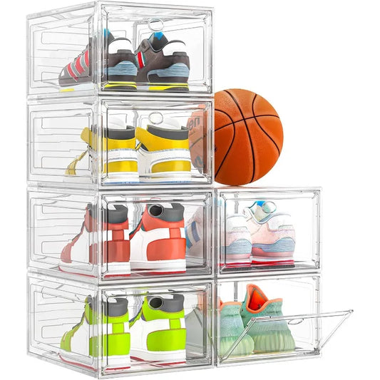 Thick & Sturdy Clear Storage Organizer with Magnetic Door, Stackable Boxes