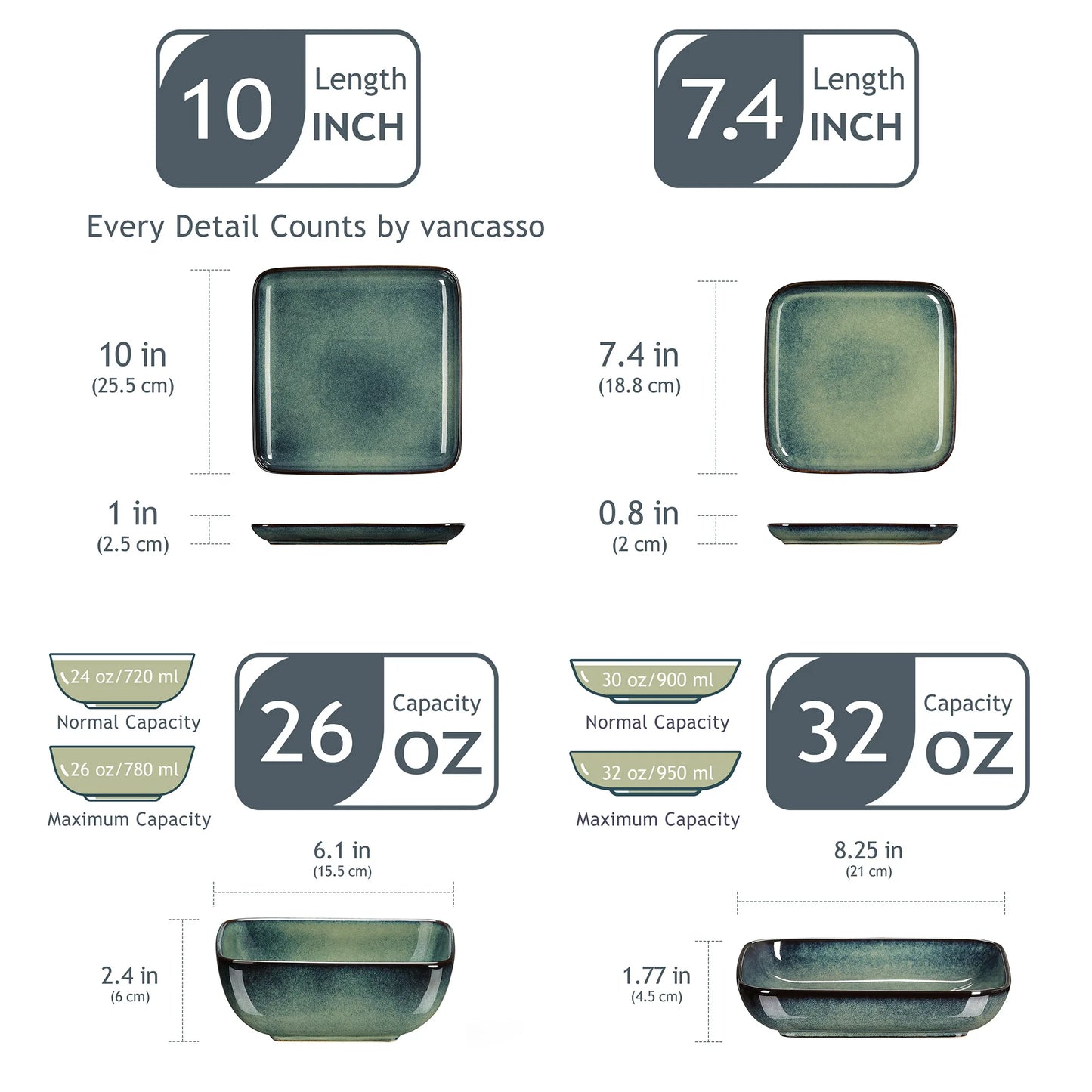 16 Piece Kitchen Dinnerware Ceramic Crockery Set for 4 Person