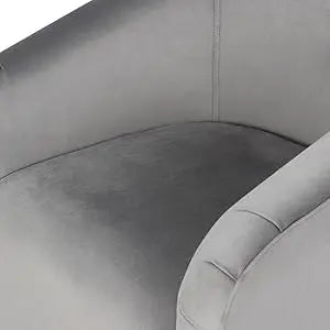 Velvet Upholstered Barrel Chair with Armrest and Low Back